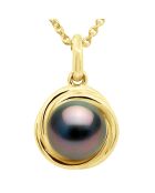 Regenbogen-Anhänger aus Gelbgold und Tahiti-Zuchtperlen