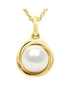 Geelgouden dubbele knoop en parelmoer gekweekte zoetwaterparel, witte parel