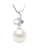 Anhänger aus Weißgold mit drei Knoten, Diamanten und Perlmutt, Süßwasser-Zuchtperlen