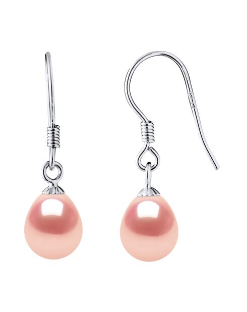 Boucles d'oreilles en Argent & Perles de Culture d'Eau Douce rose naturel