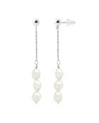 Silberne Ohrringe mit weißen Süßwasser-Zuchtperlen aus Perlmutt