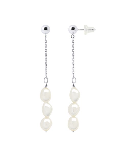 Silberne Ohrringe mit weißen Süßwasser-Zuchtperlen aus Perlmutt