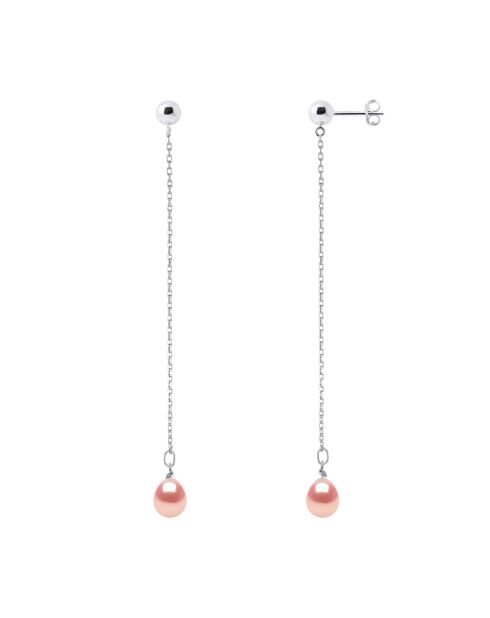 Natürliche rosa Süßwasser-Zuchtperlen- und Silberohrringe