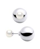 Boucles d'oreilles Recto Verso en Argent & Perles de Culture d'Eau Douce blanc nacre