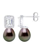 Boucles d'oreilles en Argent & Perles de Culture de Tahiti arc-en-ciel