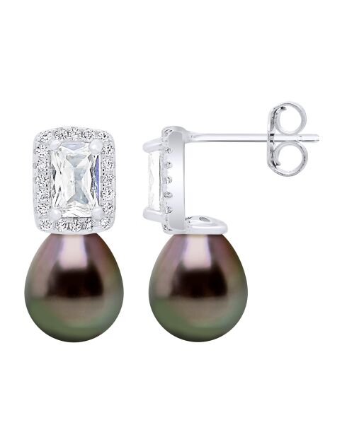 Orecchini in argento arcobaleno e perle coltivate di Tahiti