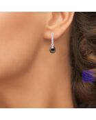 Boucles d'oreilles Créoles en Argent & Perles de Culture de Tahiti arc-en-ciel