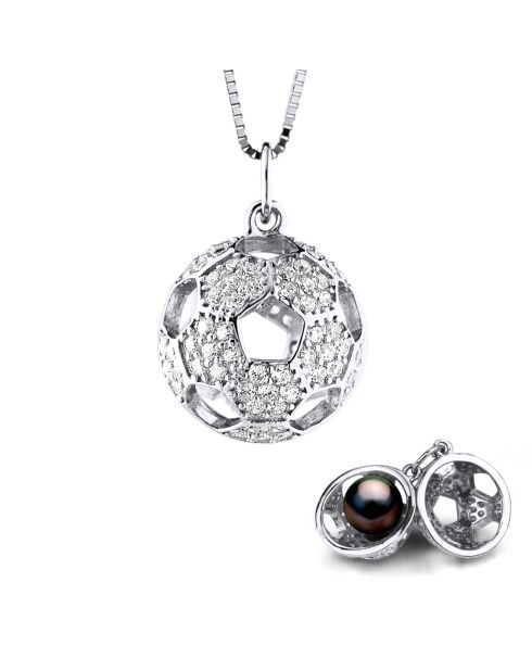 Halskette My Secret Treasure aus Silber und Tahiti-Zuchtperle in Regenbogenfarben