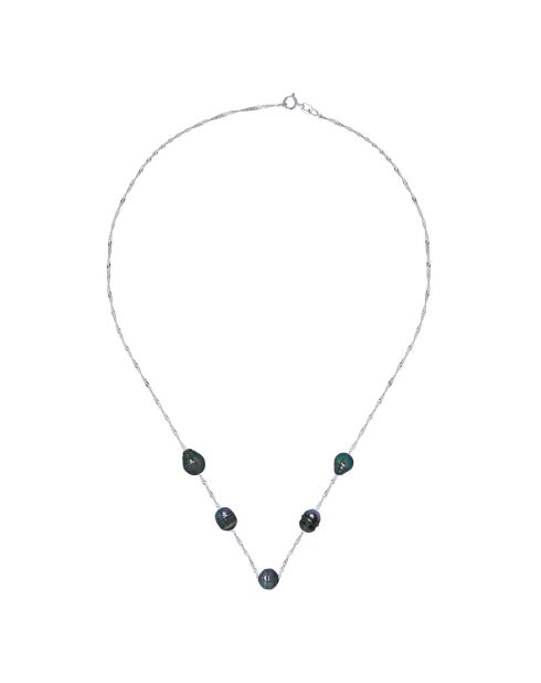 Collana arcobaleno in argento tahitiano e perle coltivate