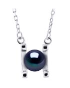 Collier 2C en Argent & Perle de Culture d'Eau Douce black tahiti