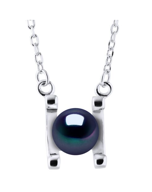2C-Silberkette und schwarze Tahiti-Süßwasser-Zuchtperle