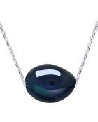 Collier en Argent & Perle de Culture d'Eau Douce black tahiti