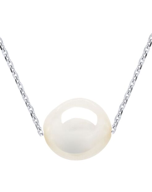 Silberne Halskette und weiße Süßwasser-Zuchtperle aus Perlmutt
