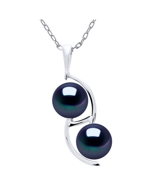 Duo-ketting van zwart Tahiti zilver en zoetwater gekweekte parels