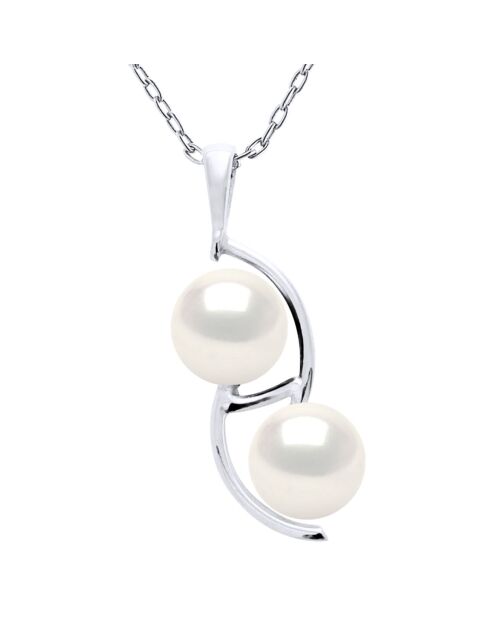 Duo-Halskette mit Süßwasser-Zuchtperlen aus Silber und weißen Perlen