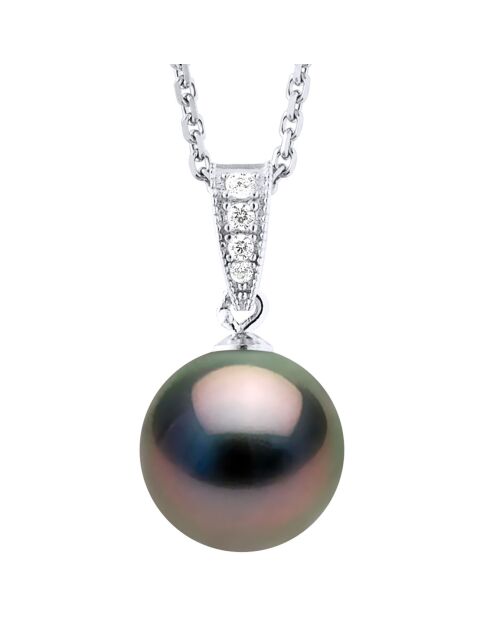 Prestige Regenbogen-Halskette aus Silber und Tahiti-Zuchtperlen