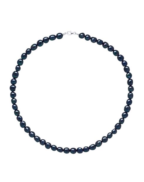 Zwarte ketting met gekweekte parels van Tahiti in zilver en zoet water