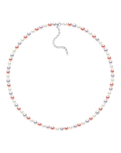 Collier Rang de & Perles en Argent & Perles de Culture d'Eau Douce lavande/blanc/rose