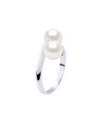 Bague ajustable Toi & Moi en Argent & Perles de Culture d'Eau Douce blanc nacre