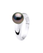 Armreif aus gebogenem Silber und Tahiti-Zuchtperlen in Regenbogenfarben