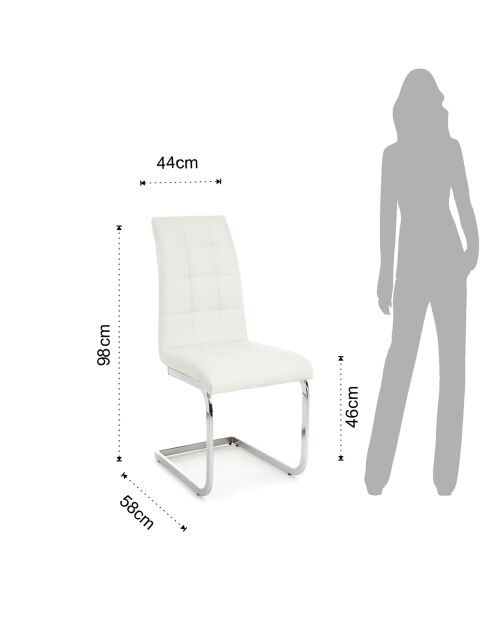 4 Chaises Cozy blanches - 98x44x58 cm