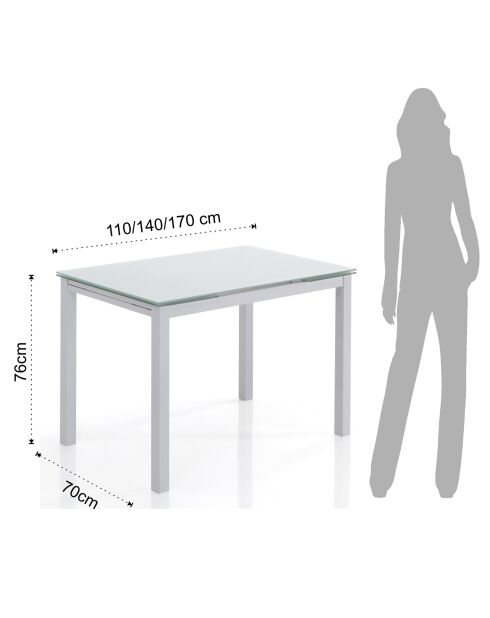 Table à rallonge Fast blanche - 76x110x70 cm