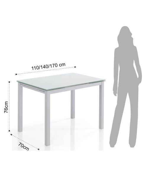 Table à rallonge Fast blanche - 76x110x70 cm