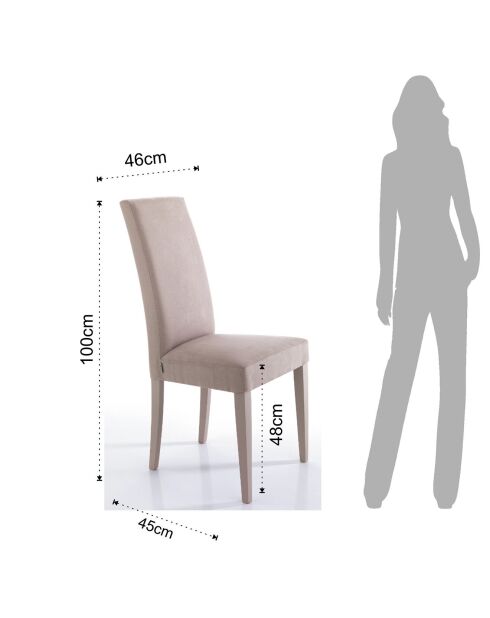 2 Chaises en velours Lella grises - 100x46x45 cm