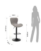 2 Tabourets de bar Diamond gris/noir - 87/107x48x55 cm