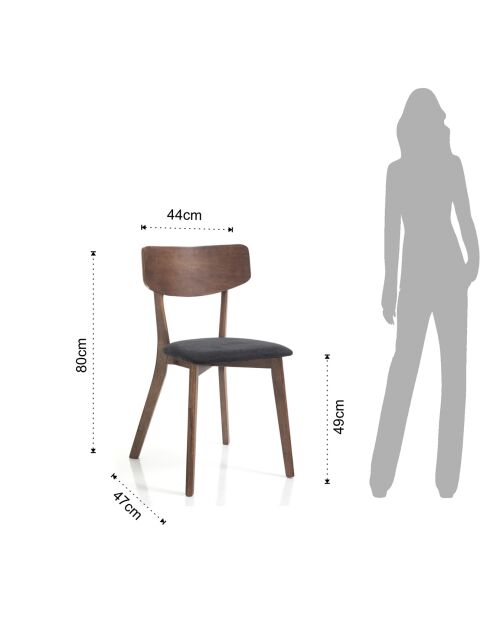 2 Chaises Varm noyer/gris - 80x44x47 cm