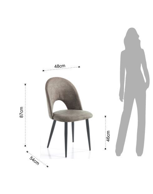 4 Chaises Nail gris/noir - 87x48x54 cm