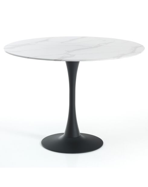 Table ronde Tokio noir/marbre - 90x75 cm