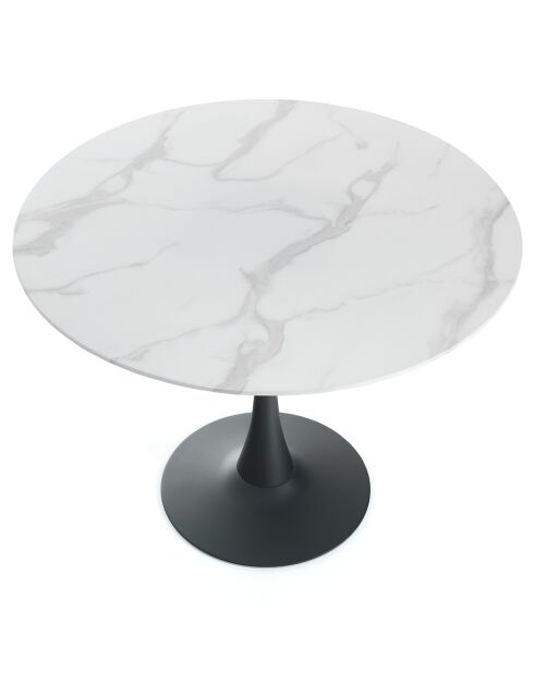 Table ronde Tokio noir/marbre - 90x75 cm