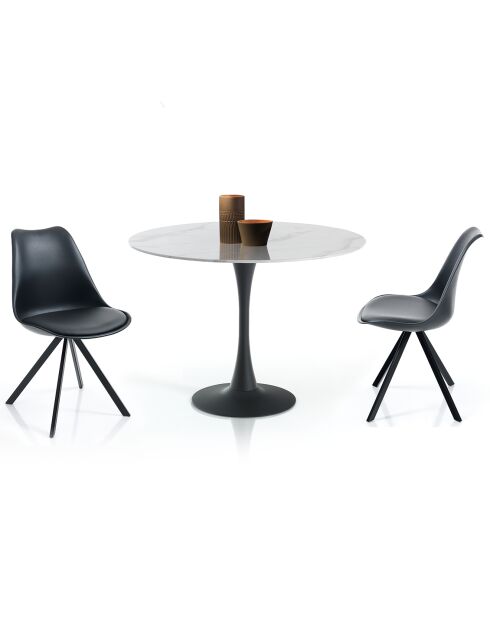 Table ronde Tokio noir/marbre - 90x75 cm