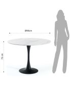 Table ronde Tokio noir/marbre - 90x75 cm