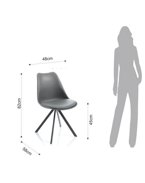 4 Chaises Kiki Slim grises - 82x48x58 cm