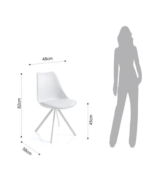 4 Chaises Kiki Slim blanches - 82x48x58 cm