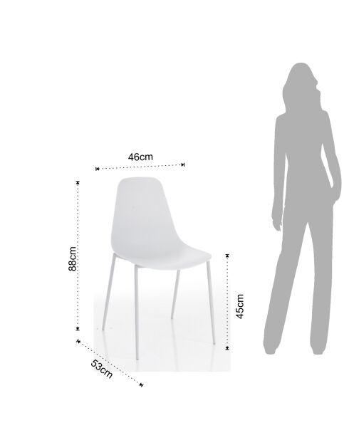 4 Chaises d'intérieur/extérieur Oslo blanches - 88x46x53 cm