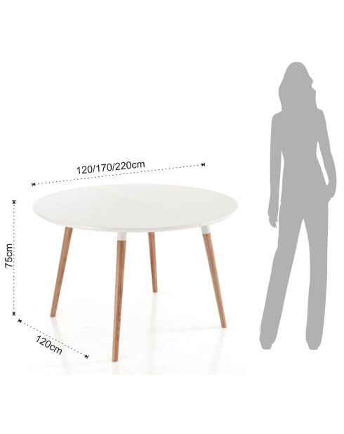 Table ronde extensible Ego blanc/chêne - 75x120 cm