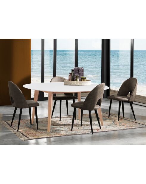 Table ronde extensible Ego blanc/chêne - 77x120 cm