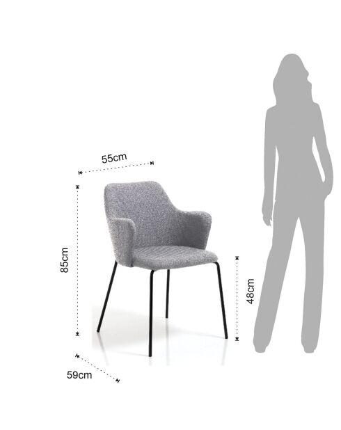 2 Chaises Sonia gris/noir - 85x55x59 cm