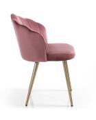 4 Chaises en velours Shell rose poudré - 78x57x58 cm