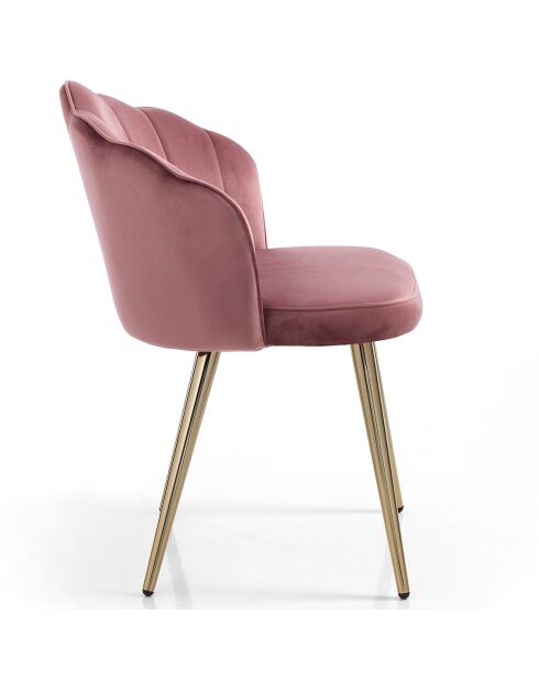 4 Chaises en velours Shell rose poudré - 78x57x58 cm