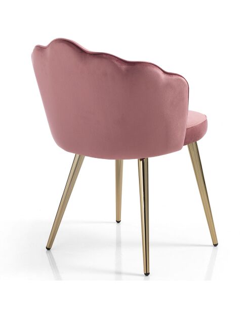 4 Chaises en velours Shell rose poudré - 78x57x58 cm