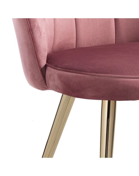 4 Chaises en velours Shell rose poudré - 78x57x58 cm