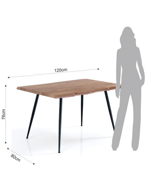 Table/Bureau Nell-B noir/chêne - 76x80x120 cm