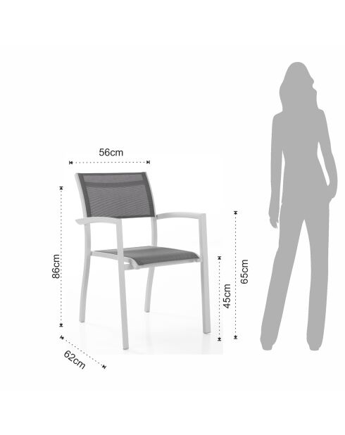 2 Chaises d'intérieur/extérieur Nydri blanc/gris - 86x56x62 cm