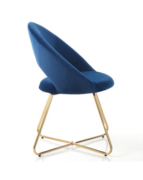 2 Chaises Edda bleu/doré - 82x64x56 cm