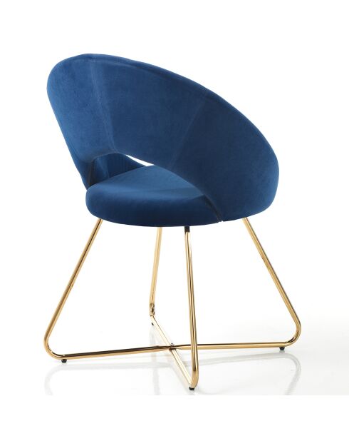 2 Chaises Edda bleu/doré - 82x64x56 cm