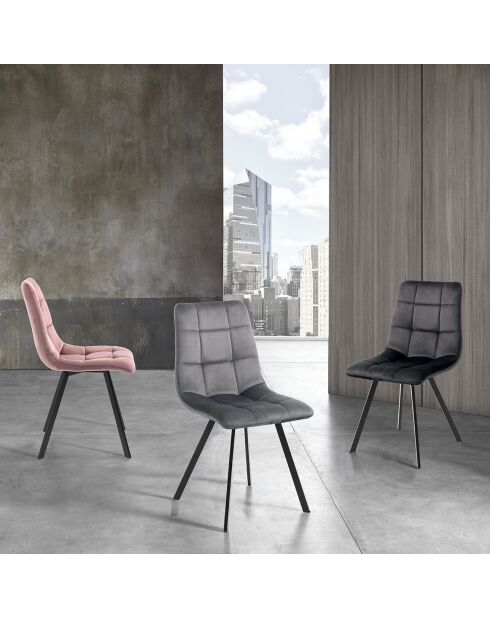 4 Chaises en velours Toffee noires - 87x44x56 cm